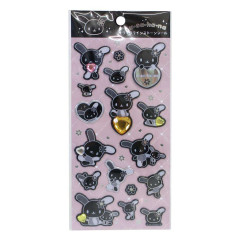 Japan Sanrio Puffy Sticker - Usahana : Monochrome Silver Foil Glitter Rhinestone