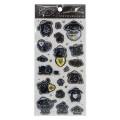 Japan Sanrio Puffy Sticker - Pompompurin : Monochrome Silver Foil Glitter Rhinestone - 1