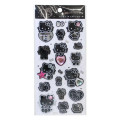 Japan Sanrio Puffy Sticker - Hello Kitty : Monochrome Silver Foil Glitter Rhinestone - 1