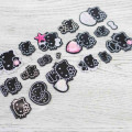 Japan Sanrio Puffy Sticker - Hello Kitty : Monochrome Silver Foil Glitter Rhinestone - 2