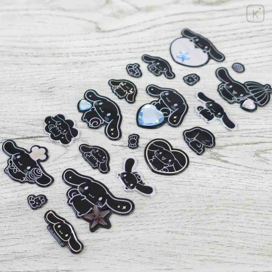 Japan Sanrio Puffy Sticker - Cinnamoroll : Monochrome Silver Foil Glitter Rhinestone - 2