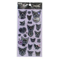 Japan Sanrio Puffy Sticker - Kuromi : Monochrome Silver Foil Glitter Rhinestone - 1