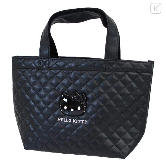 Japan Sanrio Quilted Mini Tote Bag - Hello Kitty : Monochrome - 1