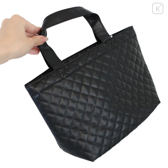 Japan Sanrio Quilted Mini Tote Bag - Hello Kitty : Monochrome - 2
