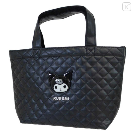 Japan Sanrio Quilted Mini Tote Bag - Kuromi : Monochrome - 1