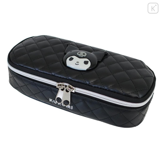 Japan Sanrio Full Open Pouch - Kuromi : Monochrome - 1