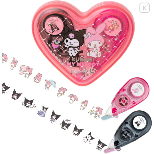 Japan Sanrio Plus Deco Rush Heart Case Set - Kuromi & My Melody : 10mm - 1