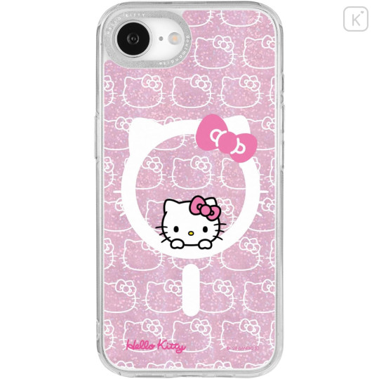 Japan Sanrio Camera Frame iPhone 17e / 16e MagSafe Case - Hello Kitty : Face Pink Glitter - 1