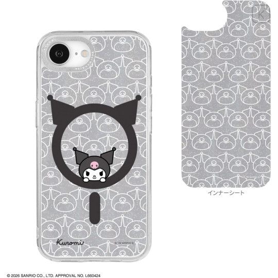 Japan Sanrio Camera Frame iPhone 17e / 16e MagSafe Case - Kuromi : Face Glitter - 2
