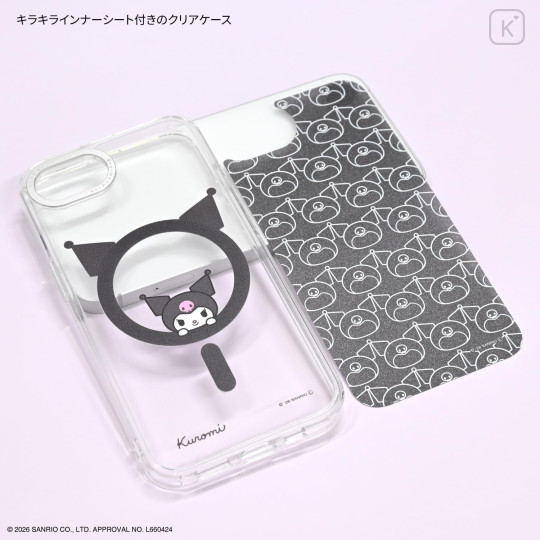 Japan Sanrio Camera Frame iPhone 17e / 16e MagSafe Case - Kuromi : Face Glitter - 3