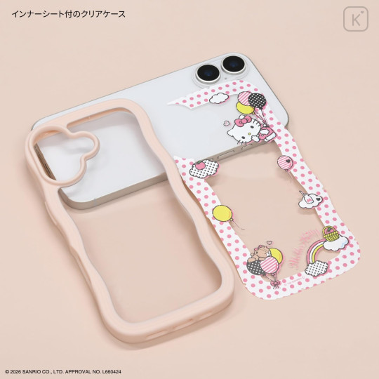 Japan Sanrio Clear Wavy Frame iPhone 17 Case - Hello Kitty & Tiny Chum : Balloon Sky - 3