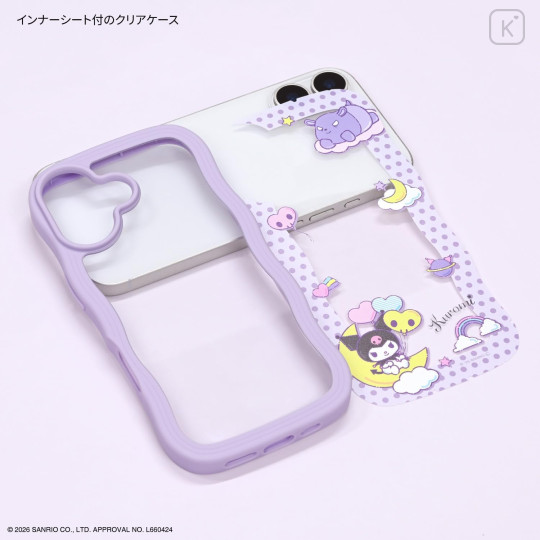 Japan Sanrio Clear Wavy Frame iPhone 17 Case - Kuromi : Balloon Sky - 3