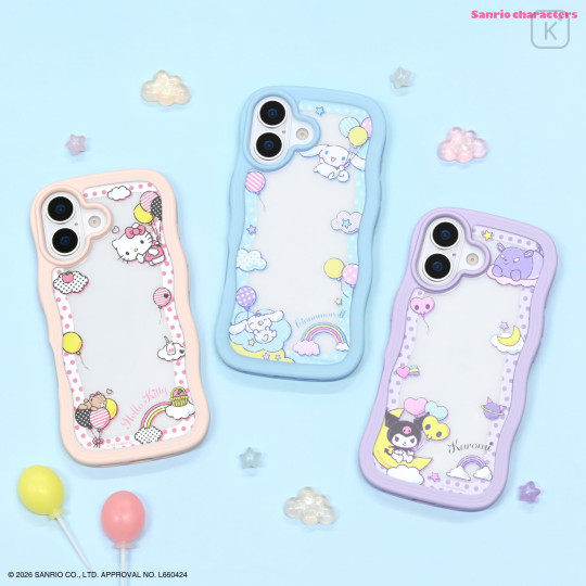 Japan Sanrio Clear Wavy Frame iPhone 17 Case - Kuromi : Balloon Sky - 7