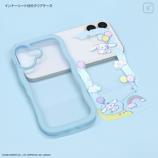 Japan Sanrio Clear Wavy Frame iPhone 17 Case - Cinnamoroll : Balloon Sky - 3