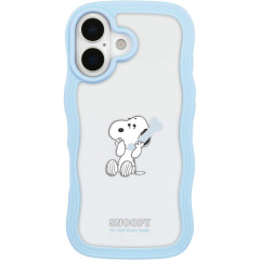Japan Peanuts Clear Wavy Frame iPhone 17 Case - Snoopy : On Phone Light Blue
