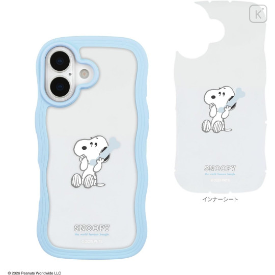 Japan Peanuts Clear Wavy Frame iPhone 17 Case - Snoopy : On Phone Light Blue - 2