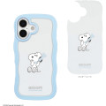 Japan Peanuts Clear Wavy Frame iPhone 17 Case - Snoopy : On Phone Light Blue - 2