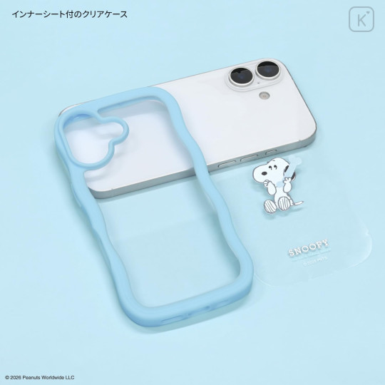 Japan Peanuts Clear Wavy Frame iPhone 17 Case - Snoopy : On Phone Light Blue - 3