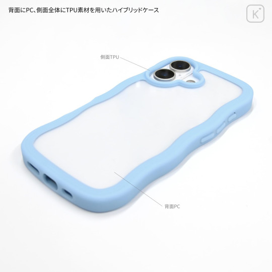 Japan Peanuts Clear Wavy Frame iPhone 17 Case - Snoopy : On Phone Light Blue - 5