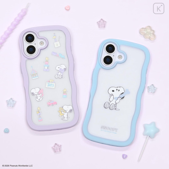 Japan Peanuts Clear Wavy Frame iPhone 17 Case - Snoopy : On Phone Light Blue - 7