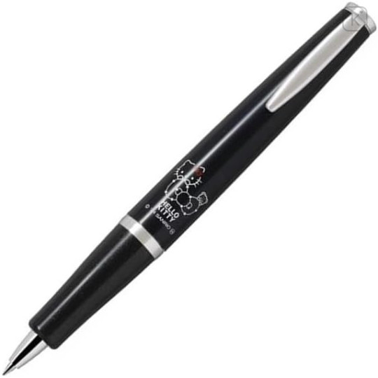Japan Sanrio Timeline Ballpoint Pen - Hello Kitty : 50th Anniversary Ribbon Glitter Black - 1