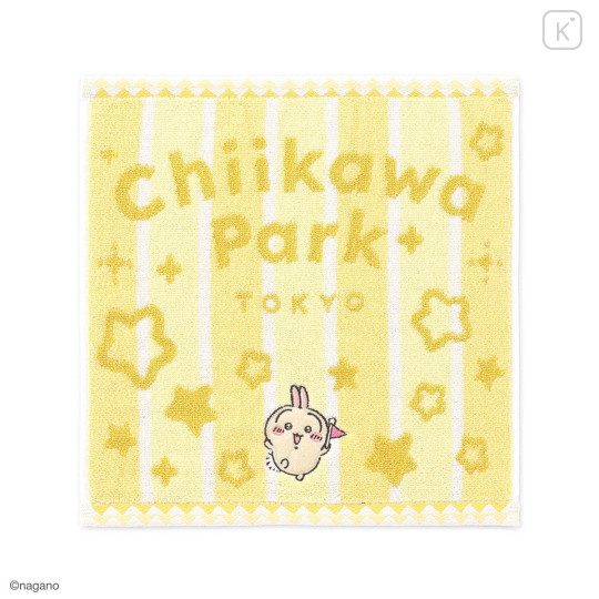 Japan Chiikawa Jacquard Mini Towel Handkerchief - Usagi : Chiikawa Park Stripe Star - 1