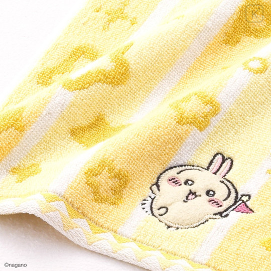 Japan Chiikawa Jacquard Mini Towel Handkerchief - Usagi : Chiikawa Park Stripe Star - 2