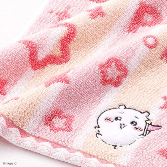Japan Chiikawa Jacquard Mini Towel Handkerchief - Chiikawa : Chiikawa Park Stripe Star - 2