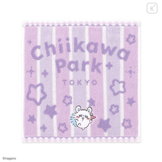 Japan Chiikawa Jacquard Mini Towel Handkerchief - Momonga : Chiikawa Park Stripe Star - 1