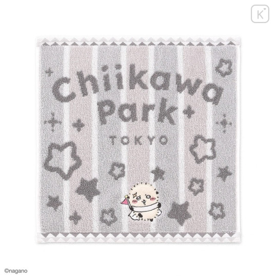 Japan Chiikawa Jacquard Mini Towel Handkerchief - Rakko : Chiikawa Park Stripe Star - 1