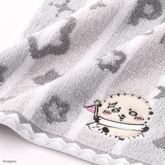 Japan Chiikawa Jacquard Mini Towel Handkerchief - Rakko : Chiikawa Park Stripe Star - 2