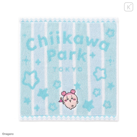 Japan Chiikawa Jacquard Mini Towel Handkerchief - Furuhonya Kani-chan : Chiikawa Park Stripe Star - 1