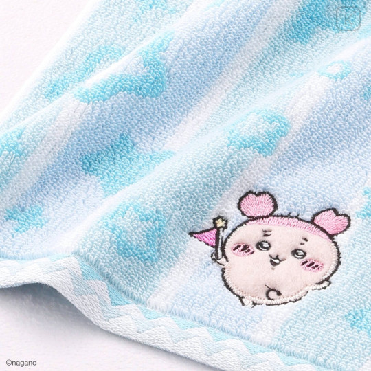 Japan Chiikawa Jacquard Mini Towel Handkerchief - Furuhonya Kani-chan : Chiikawa Park Stripe Star - 2