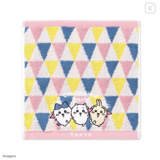 Japan Chiikawa Mini Towel Handkerchief - Chiikawa & Hachiware & Usagi : Chiikawa Park Triangle Colorful - 1