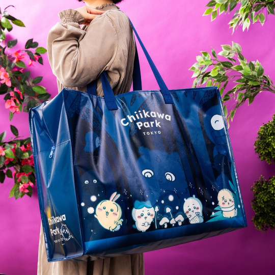 Japan Chiikawa Souvenir Laminated Woven PP Eco Shopping Bag - Chiikawa : Chiikawa Park Night Forest - 2
