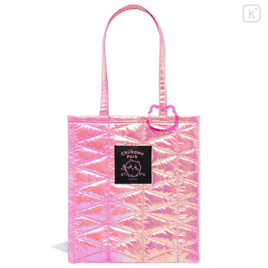 Japan Chiikawa Quilted Tote Bag - Chiikawa : Chiikawa Park Glossy Pearlescent Pink Carabiner - 3
