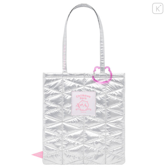 Japan Chiikawa Quilted Tote Bag - Chiikawa : Chiikawa Park Glossy Pearlescent Silver Carabiner - 1