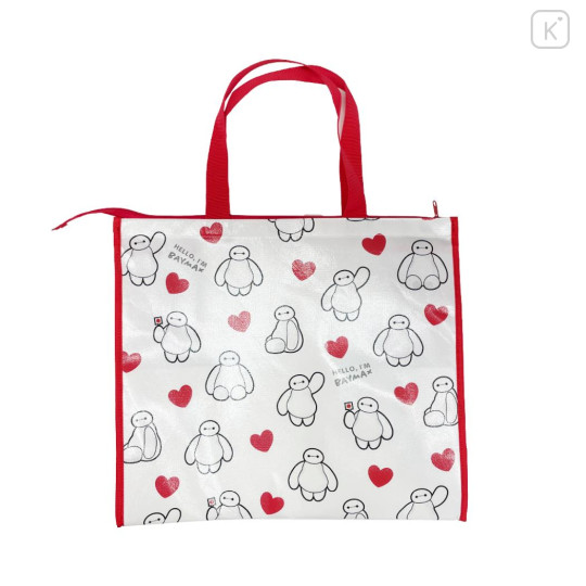 Japan Disney Souvenir Laminated Woven PP Eco Shopping Bag - Baymax : White Heart - 2