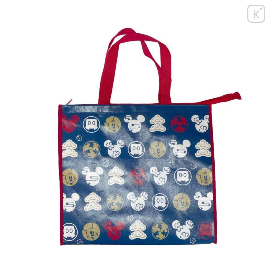 Japan Disney Souvenir Laminated Woven PP Eco Shopping Bag - Mickey : Navy Traditional - 1