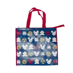 Japan Disney Souvenir Laminated Woven PP Eco Shopping Bag - Mickey : Navy Traditional