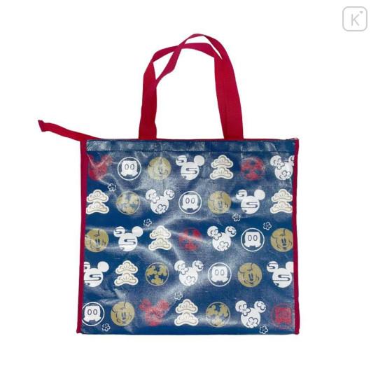 Japan Disney Souvenir Laminated Woven PP Eco Shopping Bag - Mickey : Navy Traditional - 2