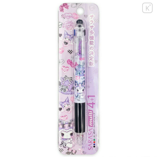 Japan Amenomori Fumika × Sanrio Sarasa Multi 4+1 Gel Pen & Mechanical Pencil - Kuromi - 1