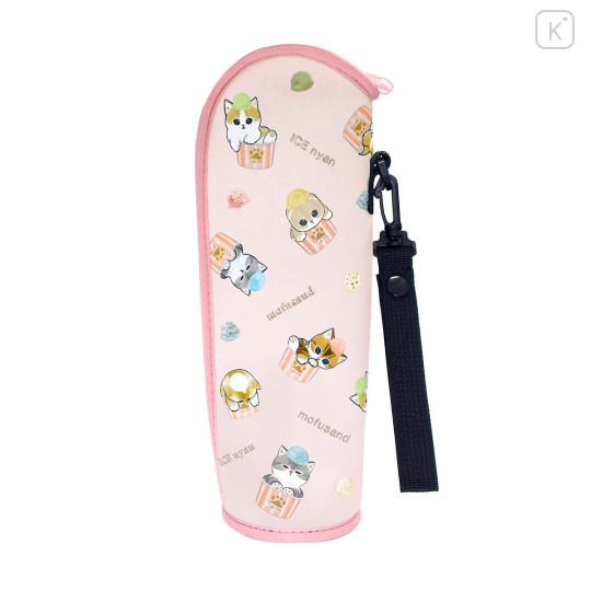 Japan Mofusand Water Bottle Holder with Strap - Ice Cream Cat Nyan Pink - 1