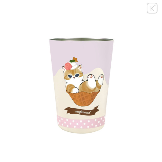 Japan Mofusand Insulated Stainless Steel Tumbler & Coffee Holder - Parfait Cat - 1