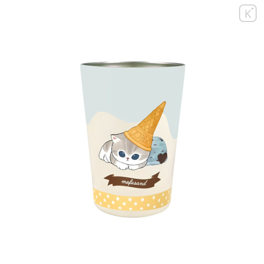 Japan Mofusand Insulated Stainless Steel Tumbler & Coffee Holder - Ice Cream Cat Crone Mint Chocolate - 1