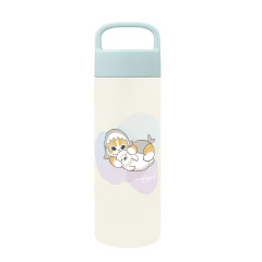 Japan Mofusand Stainless Steel Bottle with Handle 500ml - Pastel Shark Cat Seal Relax