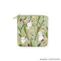 Japan Mofusand Hibiya Kadan Flat Mini Pouch - Flower Cat Green - 3