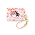 Japan Mofusand Hibiya Kadan Bifold Pass Case Card Holder with Reel - Flower Cat Sakura Pink - 3