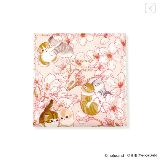 Japan Mofusand Hibiya Kadan Folding Stand Mirror - Flower Cat Sakura Pink - 3
