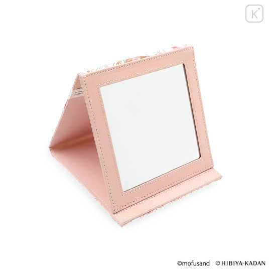 Japan Mofusand Hibiya Kadan Folding Stand Mirror - Flower Cat Sakura Pink - 4